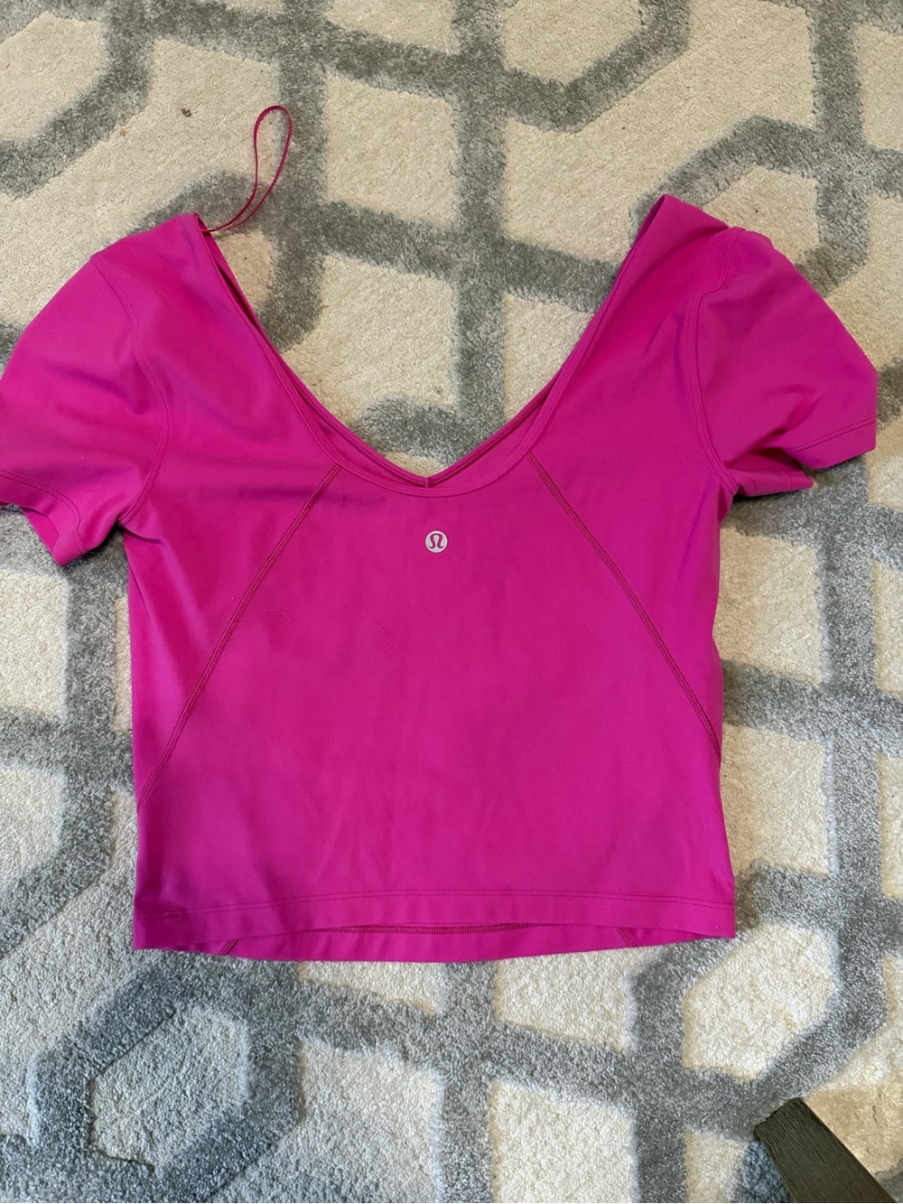lululemon athletica Short Sleeve Deep V Crop Top - Magenta